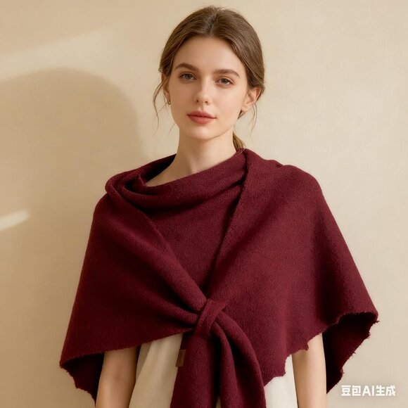 Chic Knotted Shawl Wrap for Women - Fashionable Lightweight Scarf in Khaki - Picture 4 of 7